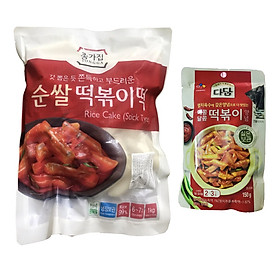 Combo Bánh Gạo TOPOKKI JongGa Cao Cấp 1Kg Và Sốt Nấu Bánh Gạo Cay Ngọt Tokbokki Beksul Gói 150g - Nhập Khẩu Hàn Quốc