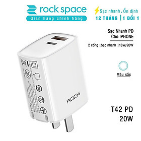 Mua Củ sạc nhanh Rockspace T42 dành cho Iphone   2 cổng USB-TypeC sạc nhanh 18w  20W - Hàngchính hãng