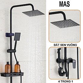 Mua Vòi sen  Sen cây  sen tắm đứng nóng lạnh VUÔNG INOX sơn tĩnh điện màu ĐEN 4 chức năng  củ sen đồng vàng