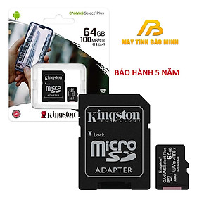 Thẻ Nhớ  Micro SD Kingston 64GB Class 10 + Adapter - Hàng Chính Hãng