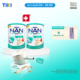 Bộ 2 lon Sữa bột NAN OPTIPRO PLUS 4 Nestle Bé 2-6 tuổi 1500g/lon Giúp tiêu hóa tốt - Nồi đa năng