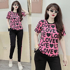 Đồ bộ dài thun cotton họa tiết tim