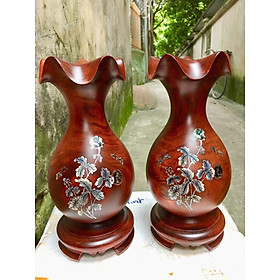 Mua Cặp lục bình gỗ lim cẩn hoạ tiết siêu đẹp hàng nguyên khối cao 30cm