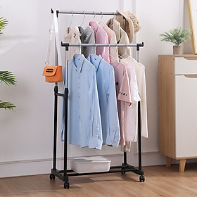 Mua Giàn Treo Quần Áo 2 Tầng Bằng Inox Thông Minh  Có Bánh Xe Và Chỗ Để Giày Dép Phía Dưới