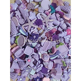 Túi charm 30 mô hình các loại màu tím cho các bạn trang trí Jibbitz, điện thoại, DIY