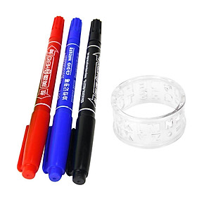 Portable Golf Ball Liner Marker Line Drawing Alignment Tool Drawer Stencil with Three Different Color Pens