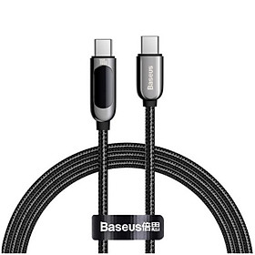 Cáp sạc nhanh Baseus C to C 100W màn led, Cáp sạc nhanh 100W Baseus Display Fast Charging Data Cable Type C to C 100W (20V/5A) - Hàng chính hãng