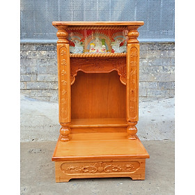 Mua Bàn thờ Thần Tài Thổ Địa gỗ gõ đỏ quỳ trụ hộp đèn ngang 48cm x Cao 80cm