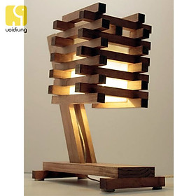 Mua Đèn bàn phong cách Nhật Bản - Mộc VOIDIUNG - Gỗ cao su tự nhiên kích thước 15x15x30cm