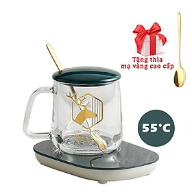 Mua Cốc hâm nóng cao cấp bằng sứ kèm đế điện  Ly sứ kèm đế điện hâm nóng cafe  sữa  trà Tặng kèm thìa mạ vàng tiện lợi