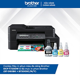 Mua  HÀNG CHÍNH HÃNG  Combo Máy in phun màu đa năng Brother DCP-T720DW và Bộ mực in phun Brother (BT-D60BK + BT5000C/M/Y)