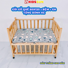 Nôi Cũi 3 Tầng Gỗ Quế Combo 3 Sản Phẩm Giường Cũi Kích Thước [120x80x96cm] Tặng Bánh Xe