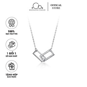 Dây chuyền bạc nữ Moonsilver, vòng cổ bạc s925 hai hình chữ nhật lồng vào nhau double rectangle