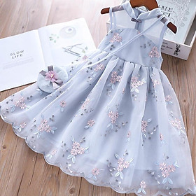 SHUANGYAN Cô gái ăn mặc mùa hè váy nàng tiên váy cô gái nhỏ váy công chúa lưới đỏ phong cách phương Tây trung bình lớn váy lưới cho trẻ em