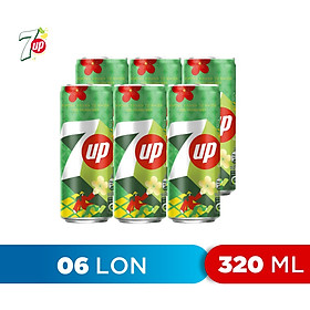 Lốc 6 Lon Nước Ngọt Có Gaz 7Up (320ml/lon)