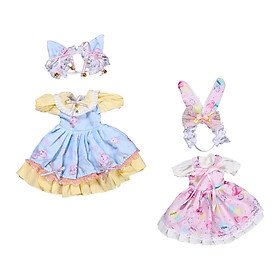 2 Pieces Fashion Doll Clothes Dress Set Handmade Outfits for 12'' inch Dolls