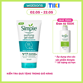 Gel Rửa Mặt Simple Purifying Daily Skin Detox Dành Cho Da Dầu và Da Nhạy Cảm 150ml