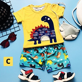 Đồ bộ bé trai hình khủng long từ 9-40kg - vải chất thun lạnh -giặt không vỡ hình-Kiến Lửa - C - 4