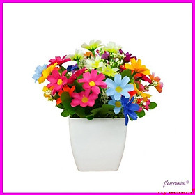 Combo 3 chậu hoa và cây giả để bàn trang trí phòng khách, decor kệ tủ, làm quà tặng nhỏ xinh Flowermini BC-03
