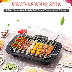 Smoke-less BBQ Grill Electric Griddle Removable Grill Temperature Control Height Adjustable for Indoor Outdoor BBQ