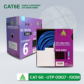 Cap Mạng VP-Link VSP-0907 Cat 6E UTP 100M/305M Lõi Chữ Thập Dây Cáp Xanh - Hàng Chính Hãng