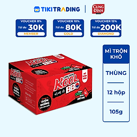 Thùng Mì Cung Đình Kool BBQ Sườn Nướng Kiểu Hàn Quốc (99g x 12 hộp)