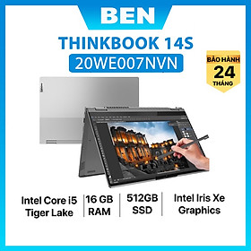 Laptop Lenovo ThinkBook 14s Yoga ITL i5 1135G7/16GB/512GB/14"F/Touch/Pen/Win11/(20WE007NVN)/Xám - Hàng chính hãng