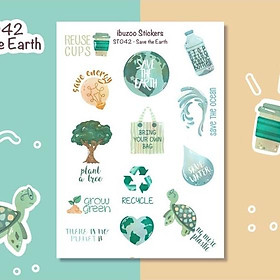 Sticker save the earth - chuyên dán, trang trí sổ nhật kí, sổ tay | Bullet journal - Unim027