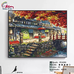 Mua Tranh trang trí tự tô màu theo số phong cảnh tiệm trà Nhật Bản PC4280