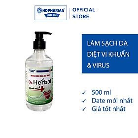 Dung Dịch Rửa Tay Khô Dr.Herbal - HDPHARMA - Kháng Khuẩn Mạnh 500 ml