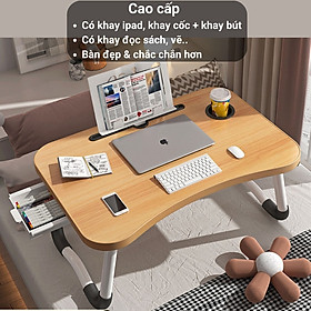 Mua Bàn gấp gọn thông minh học sinh để laptop có khe cắm điện thoại  máy tính bảng mặt gỗ chân sơn tĩnh điện