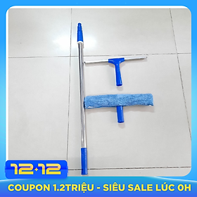 BỘ LAU KÍNH INOX CAO CẤP 1,3m, chuyên dùng cho gia đình- trường học, cây nối dài 1,3m thu gọn 0,85m,, tay gạt nước , tay lau bông thỏ xanh