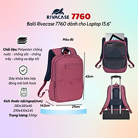 Balô Rivacase 7760 Để Vừa Laptop 15.6" - Bảo Hành 24 Tháng - Hàng Chính Hãng