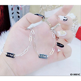 Lắc tay đôi đóng tên bạc ta cao cấp YN JEWELRY