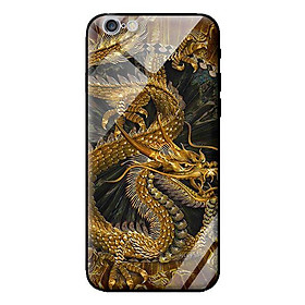 Ốp kính cường lực cho iPhone 6s Plus Rồng Vàng Nền Đen - Hàng chính hãng
