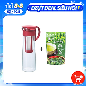 Mua  Combo Cold Brew  Bình Trà Cà Phê Cold Brew Hario Đỏ 1 Lít + Trà Xanh Sencha Yanoen 120g  Pha Trà Cà Phê Ủ Lạnh  Pha Nóng  Tiện Lợi Tiết Kiệm