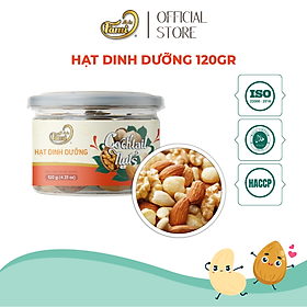 Mix 4 Hạt Dinh Dưỡng Nhập Khẩu(Nhân Óc Chó Mỹ + Hạnh Nhân Mỹ + Macca Úc + Hạt Điều A+ ) - Hũ Nắp Nhôm 120g - Hạt Dinh Dưỡng Cao Cấp FAMINUTS