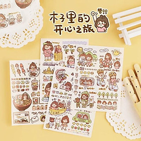 Hình ảnh Set 4 tờ stickers dễ thương cuộc sống của BENZILI / trang trí nhật ký / ghi chép / DIY