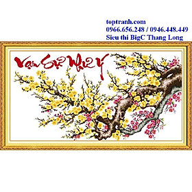 Mua tranh thêu chữ thập hoa mai vàng Vạn sự như ý 222698 (chưa thêu)