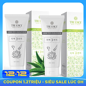Combo 2 sữa rửa mặt trắng da Truesky chiết xuất nha đam dạng tạo bọt 60ml - Arbutin Cleanser
