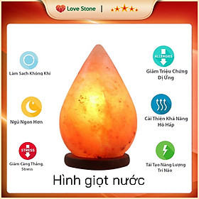 Mua Đèn Chế Tác Đá Muối Himalaya Love Stone - Hình Giọt Nước + TẶNG KÈM BỘ DÂY ĐÈN