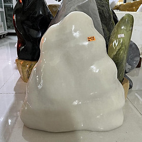 Đá, trụ đá, Cây đá trắng tự nhiên cao 38cm, nặng 20kg màu trắng cho mệnh Thủy và Kim