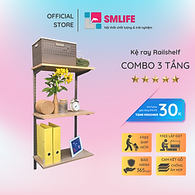 Mua Kệ Railshelf 3 tầng H120cm - Kệ treo tường tùy biến kích thước & vị trí hiện đại