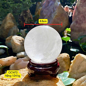 Quả Cầu Đá Thạch Anh Trắng Tự Nhiên - Bi Cầu Phong Thủy Thanh Tẩy Năng Lượng (8.2cm - 8.5cm - 8.8cm)