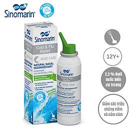 Hình ảnh Xịt mũi, nước biển SINOMARIN Cold & Flu Relief 100ml màu xám, vệ sinh mũi giảm triệu chứng cảm lạnh