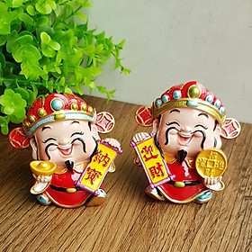 Tượng chibi Thần Tài may mắn 7cm - bộ 2 tượng Chiêu Tài - Tấn Bảo