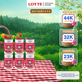 Combo 6 Kẹo Gum Không Đường Lotte Xylitol - Hương Strawberry Mint 55.1g