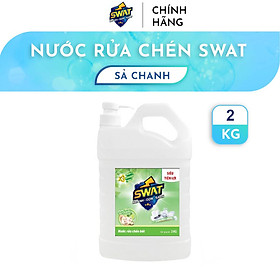 Nước Rửa Chén SWAT Hương Sả Chanh 2Kg - Nắp có vòi, tiết kiệm, tiện lợi