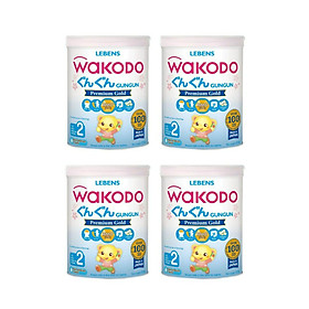 Bộ 4 Lon Sữa Bột Wakodo GunGun Số 2 - 830g