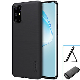 Đen - Ốp Lưng Sần chống sốc cho Samsung Galaxy S20 Plus hiệu Nillkin Super Frosted Shield (Đính kèm giá đỡ hoặc miếng dán từ tính) - Hàng Chính Hãng